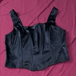 Elegant Black Satin Material Women's Top
